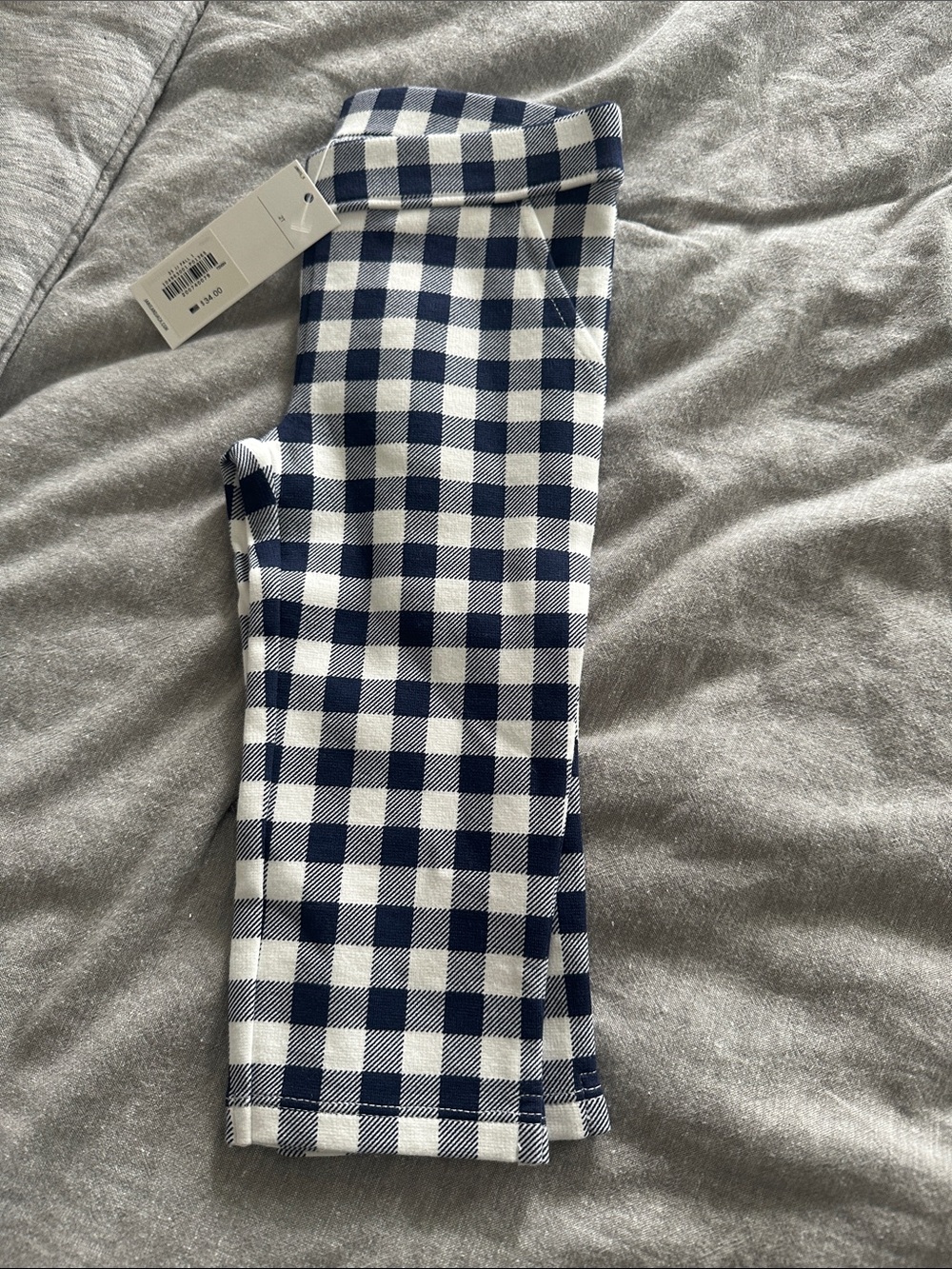 Janie and Jack Navy and White Gingham Leggings